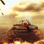 A heavy tank fires in a dynamic World of Tanks battle arena