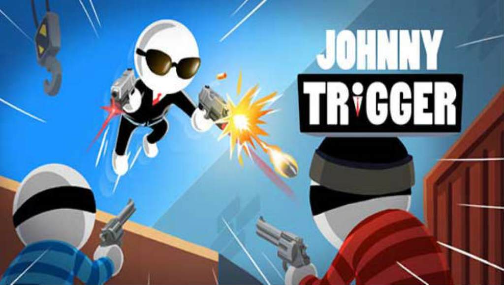 Johnny Trigger aiming at bad guys in action shooter game