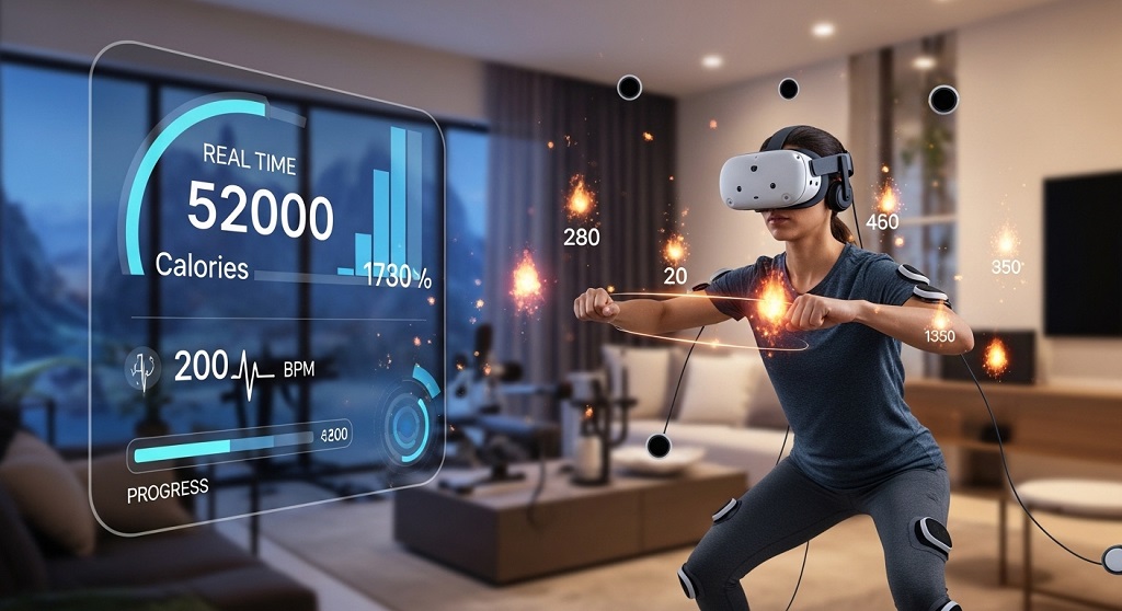 Setting up MR fitness game tracking with wearable heart rate monitor